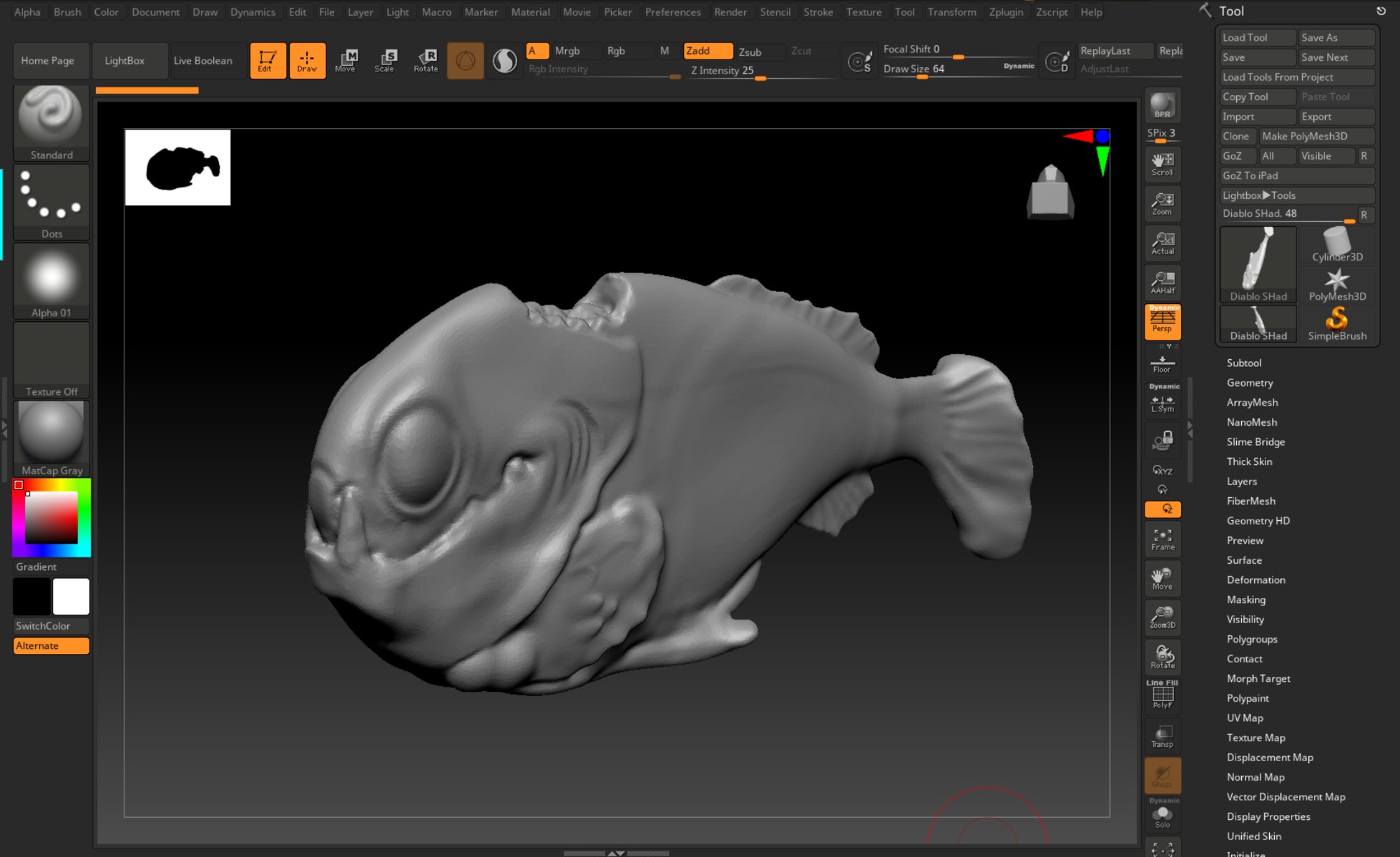 Sculpt details in ZBrush