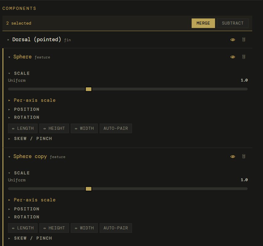 Multiple components with merge and subtract buttons